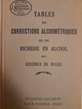 Tables de corrections alcoométriques ou de richesse en alcool des liquides spiritueux