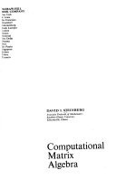 Computational Matrix Algebra
