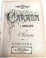 Carmen l' Andalouse (habanera). Μουσική: E. Patiero (Γαϊτάνου, δεκ. 1920) παρτιτούρα